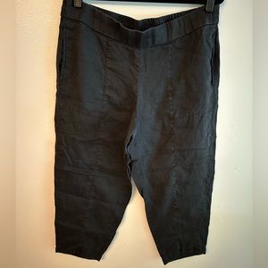 Eileen Fisher organic linen crop pants elastic waist size large EUC